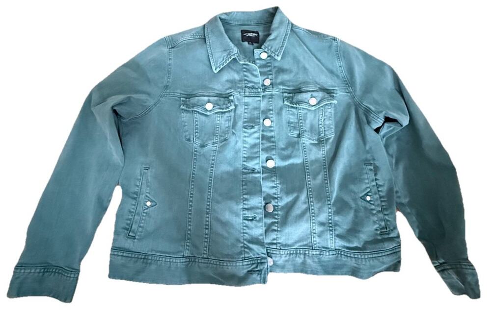 LIVERPOOL Los Angeles Woman’s Shale Green Classic Chic Denim Jacket Size 2X